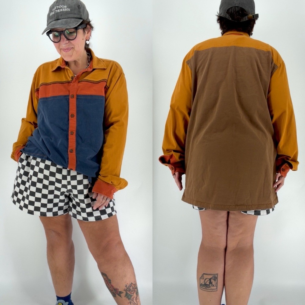 Vintage 90s Territory Ahead color block long sleeve button down shirt mens XLT